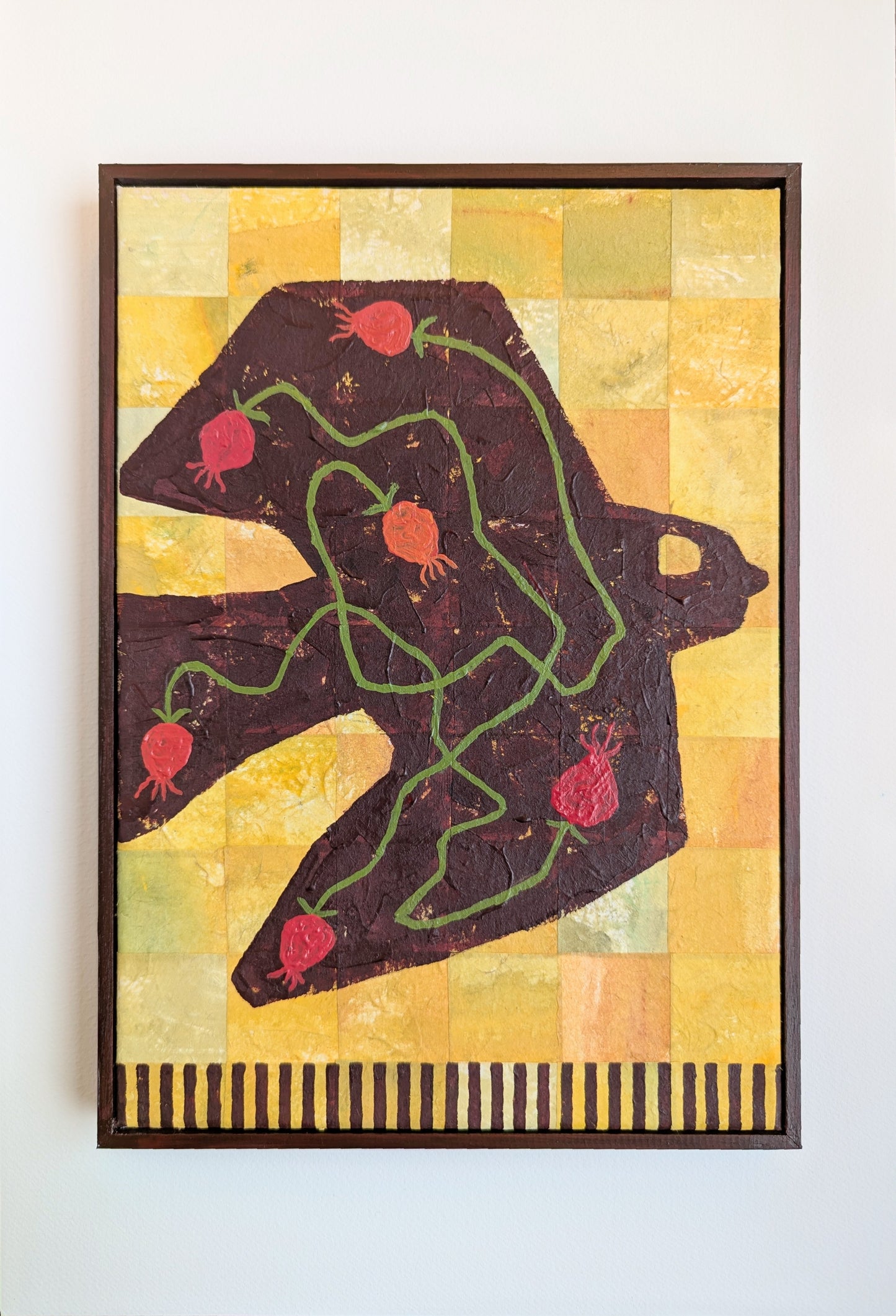 Dark Bird with Rosehips