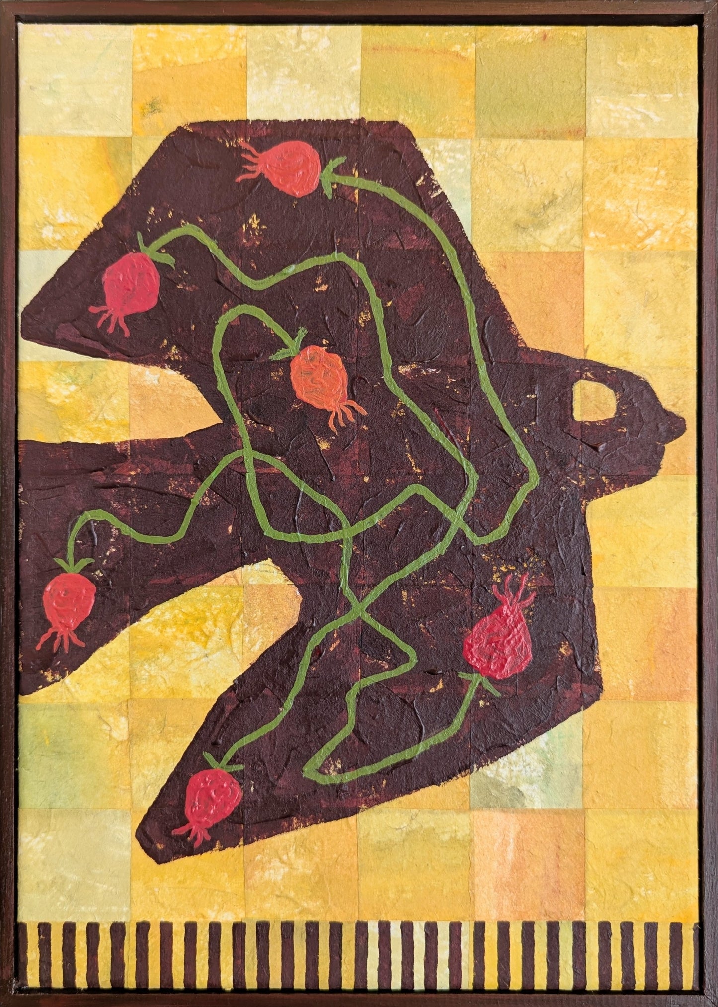 Dark Bird with Rosehips